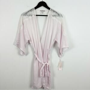 Linea Donatella Pink Lace Trim Short Robe Size S/M